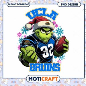 UCLA Bruins Holiday Grinch Football PNG Design Download