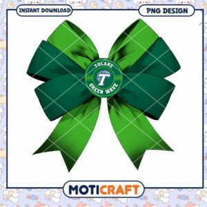 Tulane Green Wave Bow PNG Instant Download Design