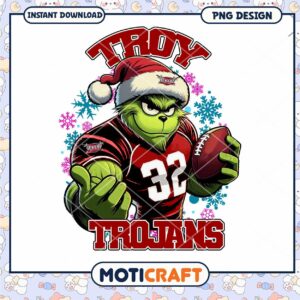 Troy Trojans Grinch Football PNG Instant Download Design