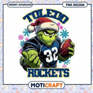Toledo Rockets Grinch Football PNG Design for Fans