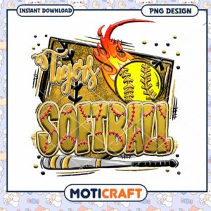 Tigers Softball Team PNG Design for Instant Download