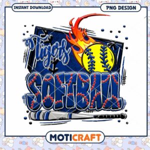 Tigers Softball Design Instant Download PNG Art 45x50
