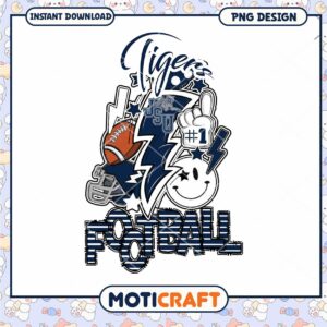Tigers Football PNG Design for Instant Download Art