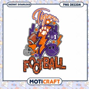 Tigers Football PNG Design for Instant Download Shop