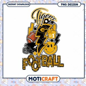 Tigers Football Graphic PNG for Instant Download Design