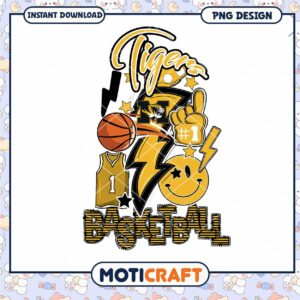 Tigers Basketball PNG Design for Instant Download Cheer