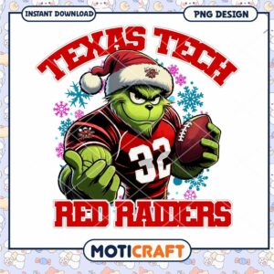 Texas Tech Red Raiders Grinch Christmas PNG Design