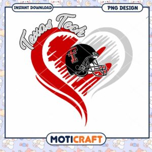 Texas Tech Football Heart PNG Design for Instant Download
