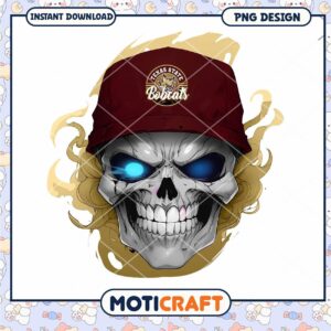 Texas State Bobcats Skull Hat PNG Design Download