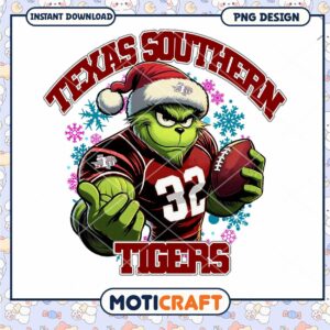 Texas Southern Tigers Grinch Christmas PNG Design Download