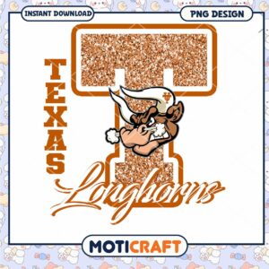 Texas Longhorns Glitter PNG Design for Instant Download