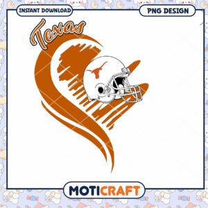 Texas Football Helmet Heart Design PNG Instant Download