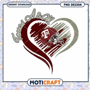 Texas A&M Heart Design PNG Instant Download for Fans