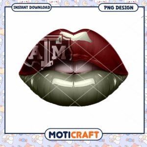 Texas A&M Themed Lip Art PNG Instant Download Design