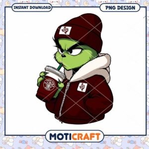 Texas A&M Grinch PNG Design for Instant Download Fun