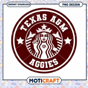 Texas A&M Aggies Starbuck Style PNG Design Download