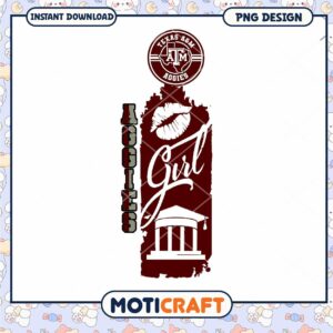 Texas A&M Aggies Girl PNG Design for Instant Download