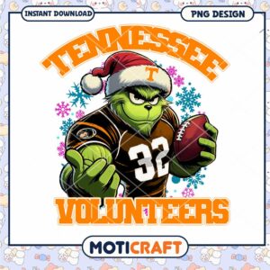 Tennessee Volunteers Grinch Football PNG Design Download