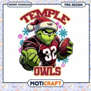 Temple Owls Football Grinch PNG Art Instant Download