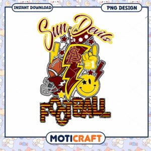 Sun Devils Football PNG Design Instant Download Art