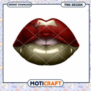Stylish Red and Green Lips PNG Graphic Design File