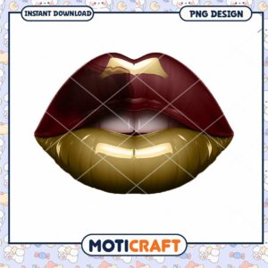 Stylish Red and Gold Lips PNG for Instant Download