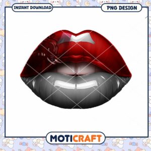 Stylish Red and Black Glossy Lip PNG Design Download