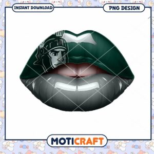 Stylish Green and Gray Lips PNG Instant Download Art