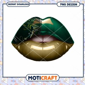 Stylish Green and Gold Lip PNG Instant Download Design