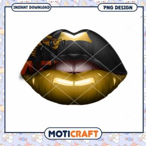 Stylish Black and Gold Lips PNG Instant Download Design