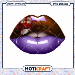 Stylish Brown and Purple Lips PNG Design for Download