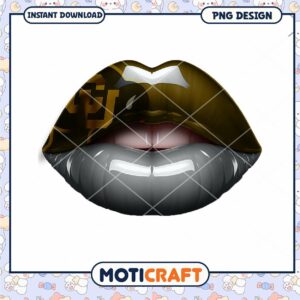Stylish Black and Gold Lips PNG Design for Download