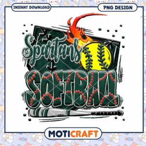 Spartans Softball PNG Design for Instant Download