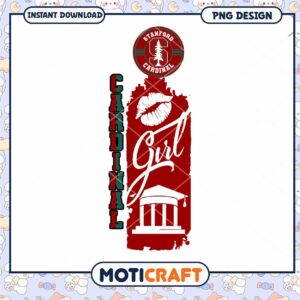 Stanford Cardinal Girl PNG Design Instant Download Art