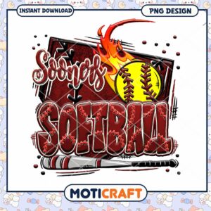 Sooners Softball PNG Design for Instant Download Art