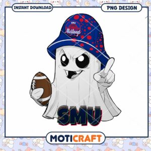 SMU Mustangs Ghost Football PNG Digital Download Design