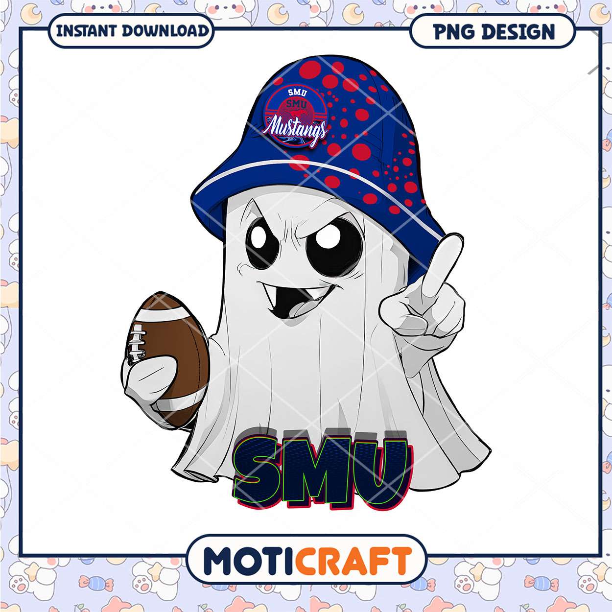SMU Mustangs Ghost Football PNG Digital Download Design SMU Mustangs Ghost Football PNG Digital Download Design