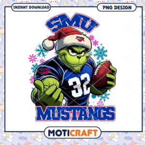 SMU Mustangs Grinch Football PNG Design Download