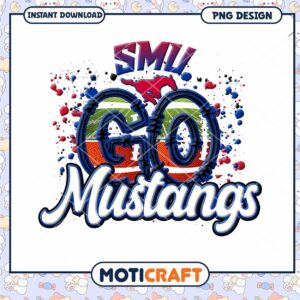 SMU Go Mustangs Team Spirit PNG Design Downloadable Art