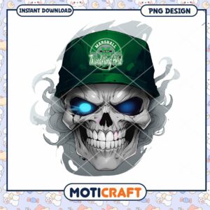 Skull with Green Cap Marshall Thundering Herd PNG Design