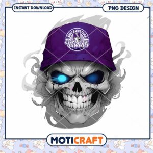 Skull Design with Northwestern Wildcats Hat PNG Art
