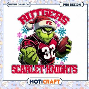 Rutgers Scarlet Knights Grinch Football PNG Design