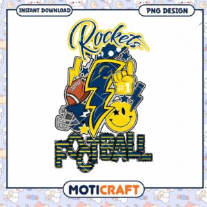 Rockets Football Graphic PNG Instant Download Design