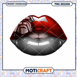 Red and Black Lip Design PNG Instant Download Art