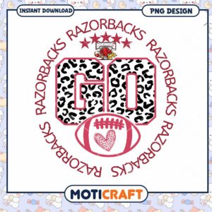 Razorbacks Cheer Go Football PNG Design Instant Download