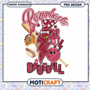 Razorbacks Baseball PNG Design for Instant Download Use