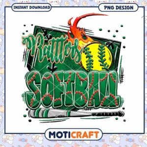 Rattlers Softball PNG Design for Instant Download Use
