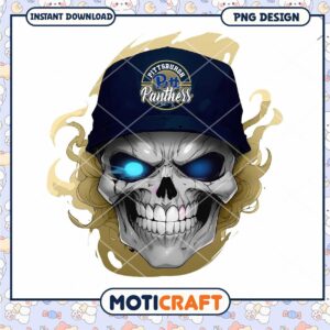 Pittsburgh Panthers Skull Hat PNG Digital Download Art