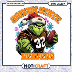 Oregon State Beavers Grinch Football PNG Design Download