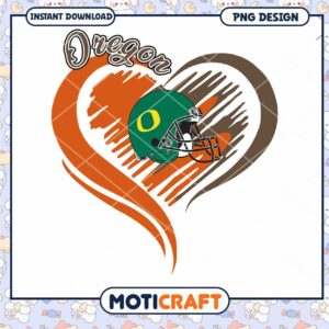Oregon Football Heart Design PNG Instant Download Art